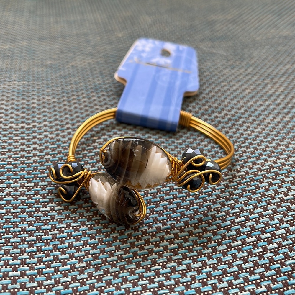 Simple Treasure Adjustable Stone & Beads Cuff Bracelet